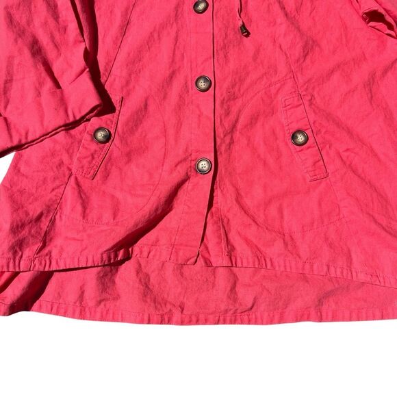 FOR CYNTHIA Pink Linen Blend Hooded Windbreaker Size 1X - Picture 3 of 9